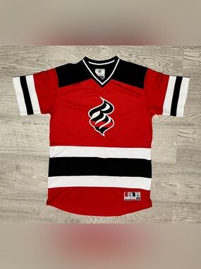 Vintage Y2K Rocawear Red/Black/White Colour Block Mens Jersey